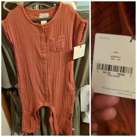 Carter's Other Little Organic Cotton Gauze Jumpsuit 24m In Clay Poshmark